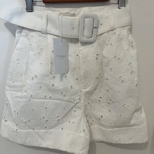 Ted Baker High Waist White Eyelet Shorts Size 0 (US Size 2)